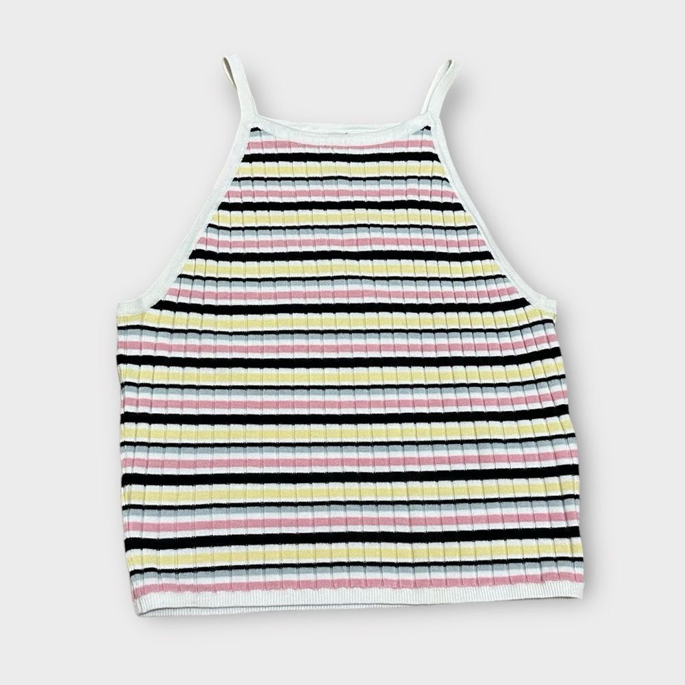 H&M Divided Casual Striped Y2K Stretch Tank Top Shirt